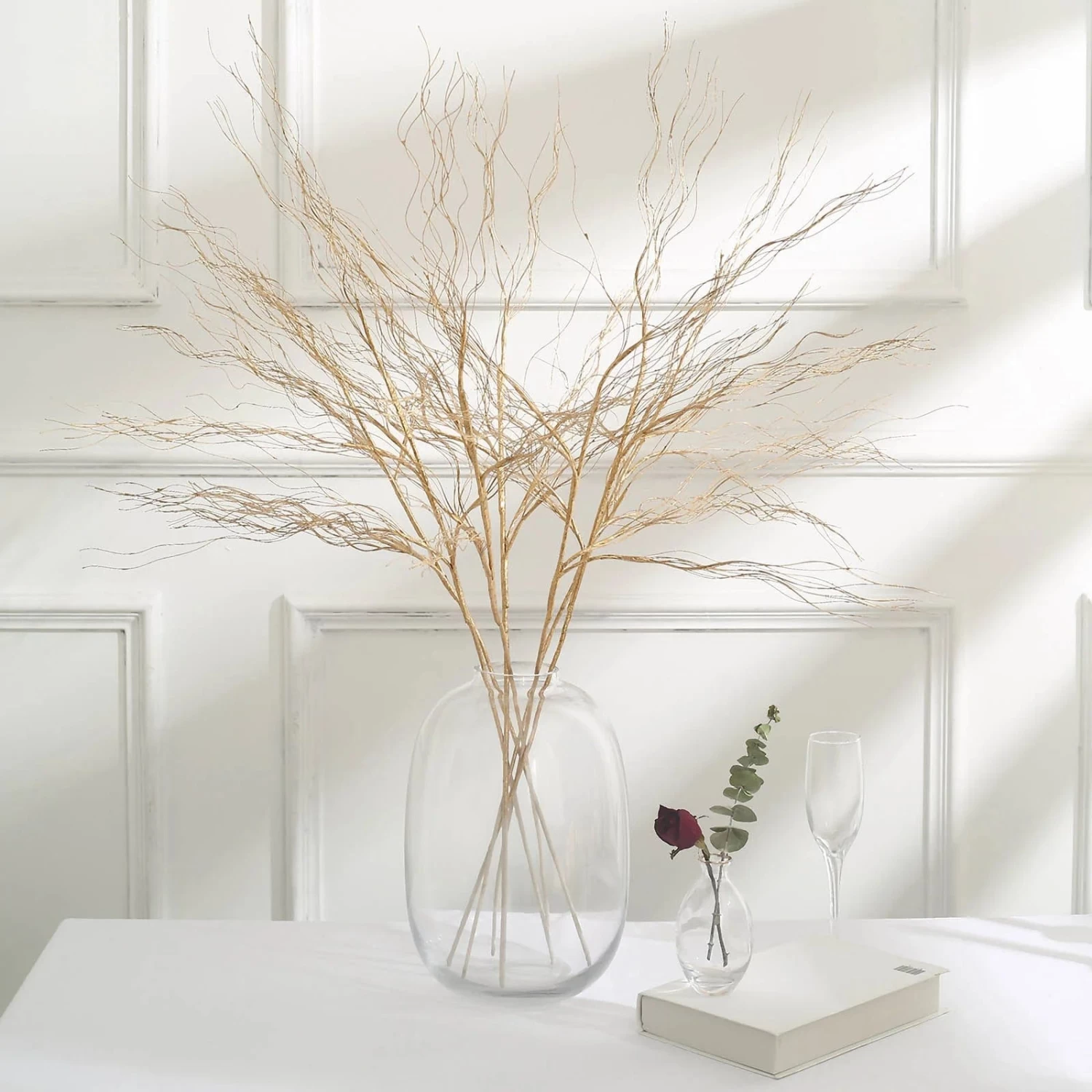 4 Metallic Gold 39" Long Stem Artificial Twigs Bendable Willow Sprays - Image 9