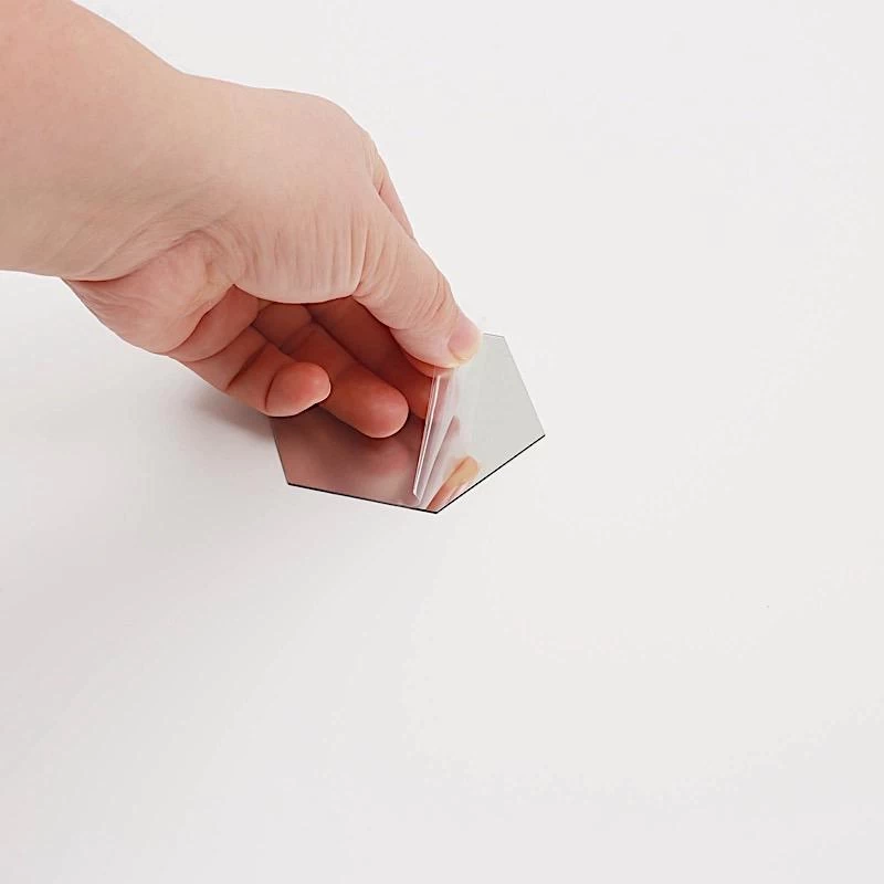 12 Silver Hexagon Mirror Stickers Acrylic Removable Wall Decals - Image 4