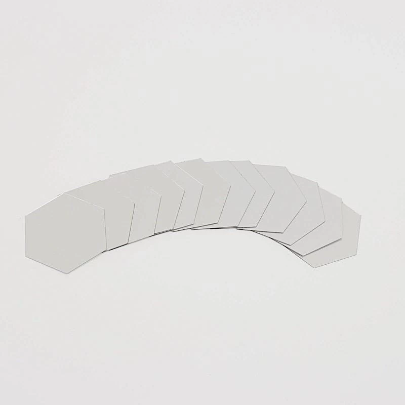 12 Silver Hexagon Mirror Stickers Acrylic Removable Wall Decals - Image 5