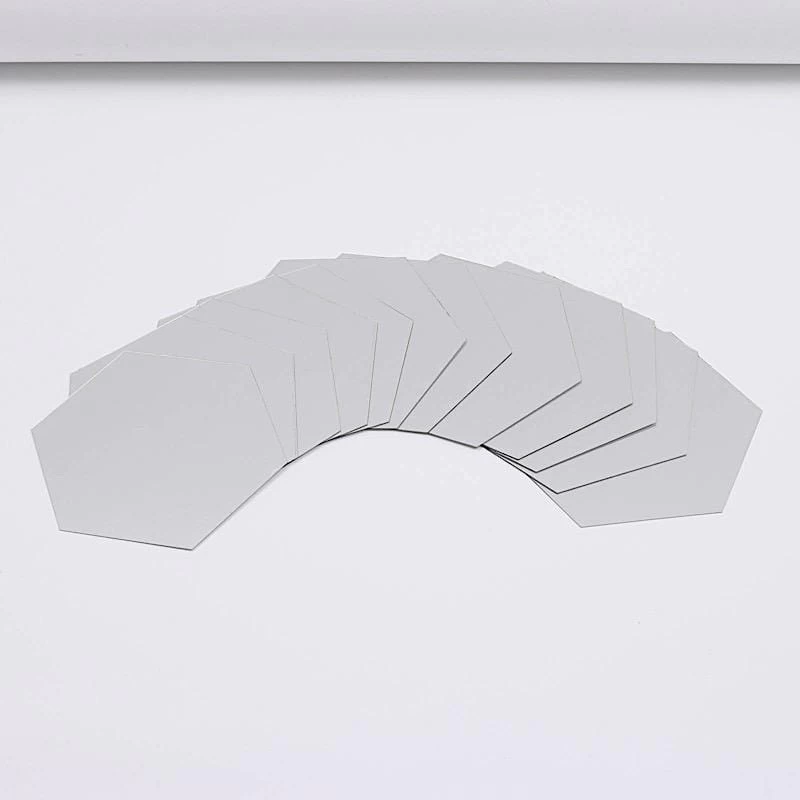 12 Silver Hexagon Mirror Stickers Acrylic Removable Wall Decals - Image 13