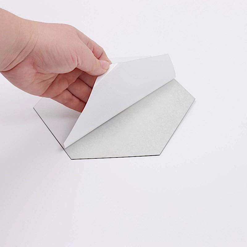 12 Silver Hexagon Mirror Stickers Acrylic Removable Wall Decals - Image 19