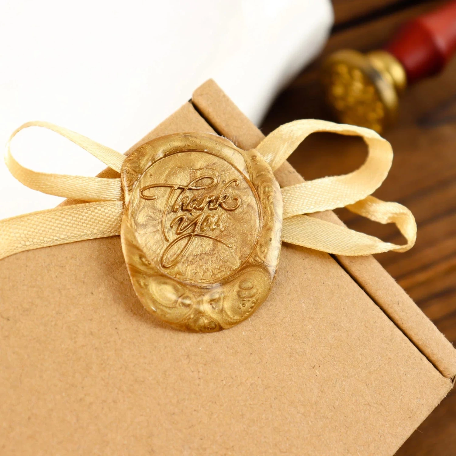 Gold And Silver With Love And Thank You Envelope Wax Seal Stamp Set - Image 8