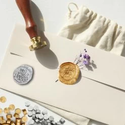 Gold And Silver With Love And Thank You Envelope Wax Seal Stamp Set