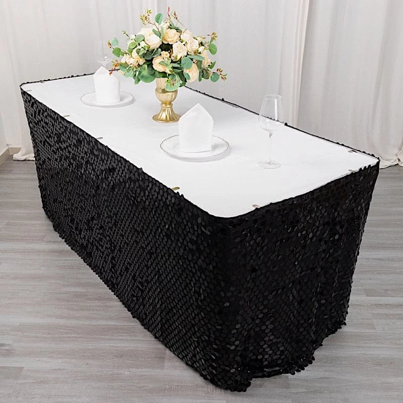 21 Feet Big Payette Sequin With Satin Dual Layered Table Skirt - Image 2
