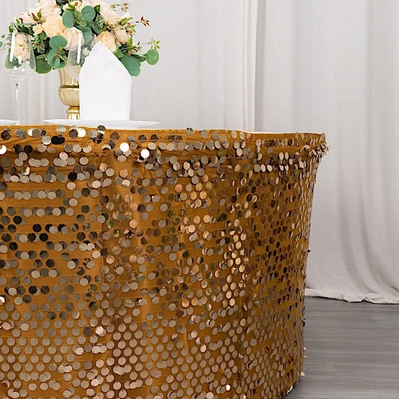 21 Feet Big Payette Sequin With Satin Dual Layered Table Skirt - Image 19