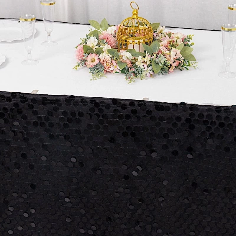 21 Feet Big Payette Sequin With Satin Dual Layered Table Skirt - Image 7