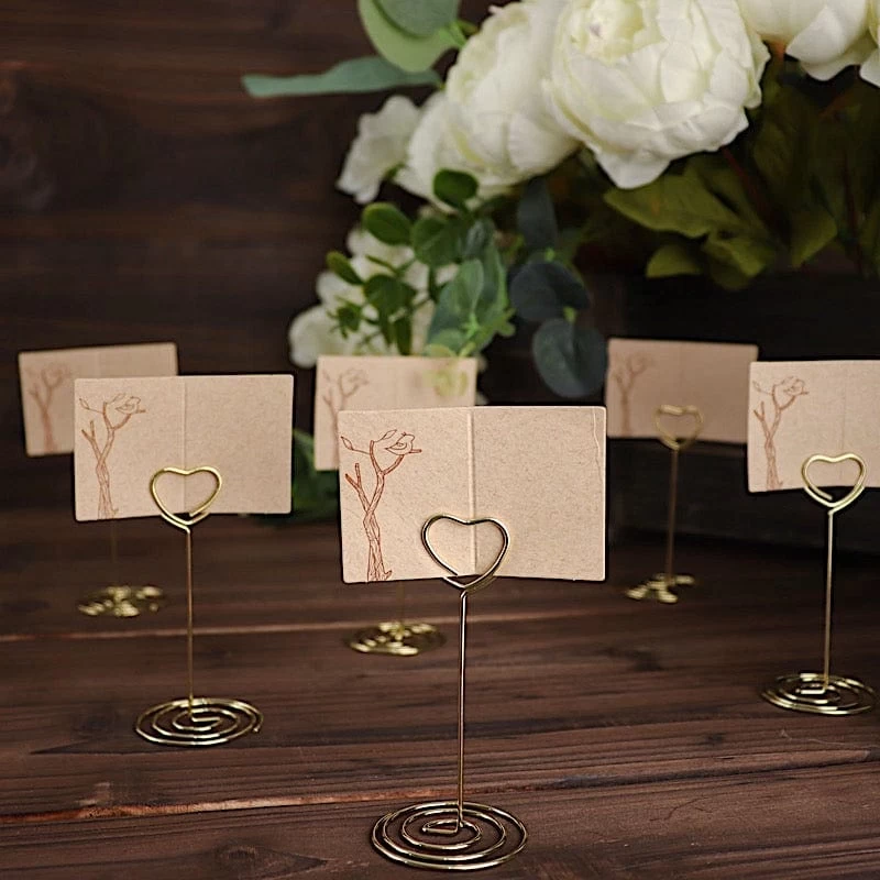 10 Gold 3.5 In Metal Table Number Sign Holder Stands Heart Place Card Clips - Image 3