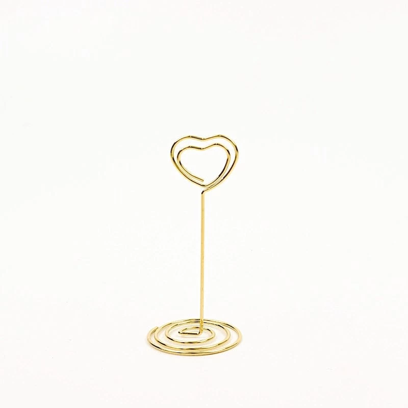 10 Gold 3.5 In Metal Table Number Sign Holder Stands Heart Place Card Clips - Image 9