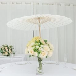 2 White 32 In Paper Parasol Decorative Umbrellas Party Favors