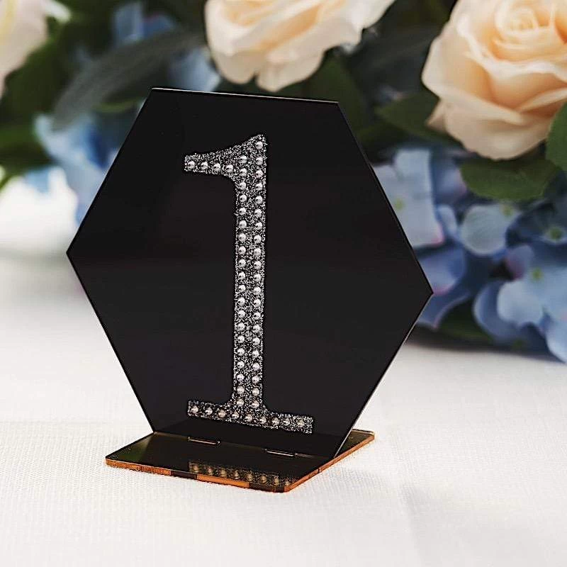 5 5 In Hexagon Table Numbers Sign Holders Acrylic Stands - Image 2
