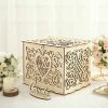 Natural Wood Mr & Mrs Laser Cut Wedding Gift Money Card Box With Sign Stand
