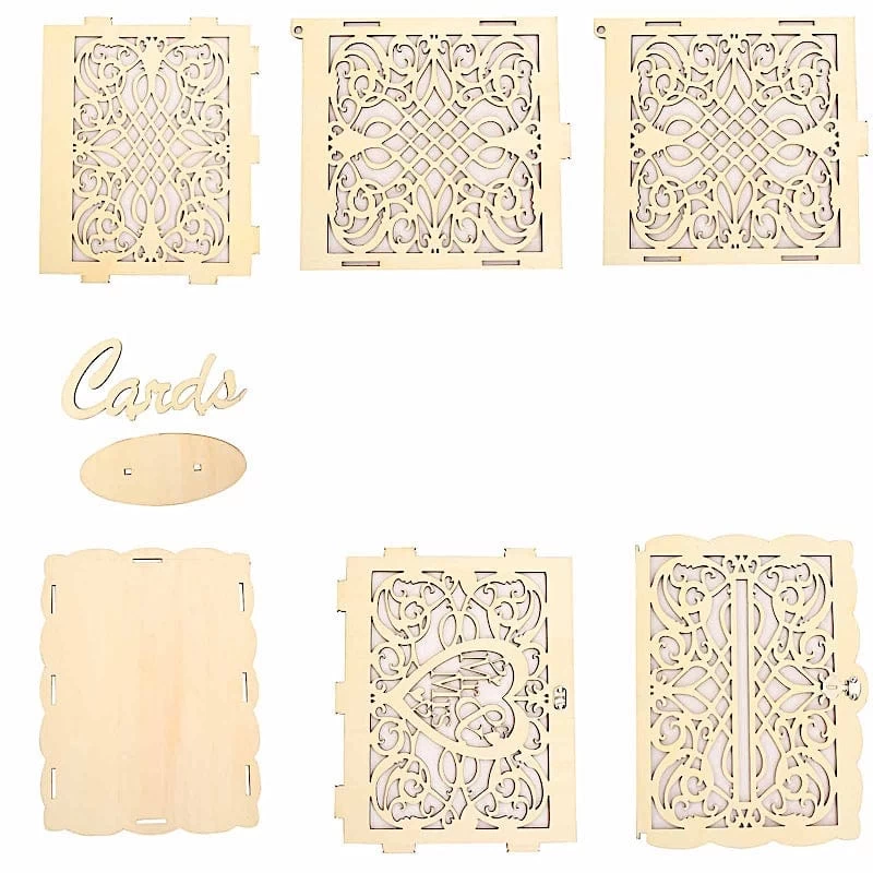 Natural Wood Mr & Mrs Laser Cut Wedding Gift Money Card Box With Sign Stand - Image 5