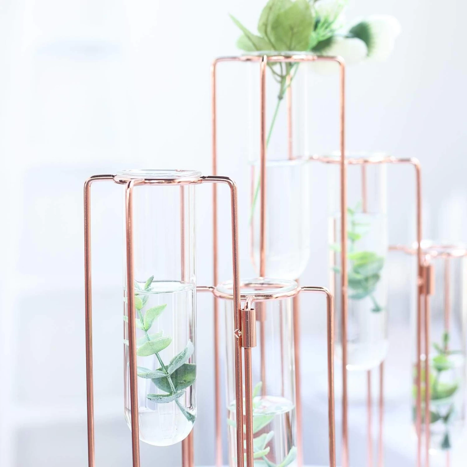 19 In Long 5 Jointed Geometric Flower Vase Holders With Glass Test Tubes - Image 5
