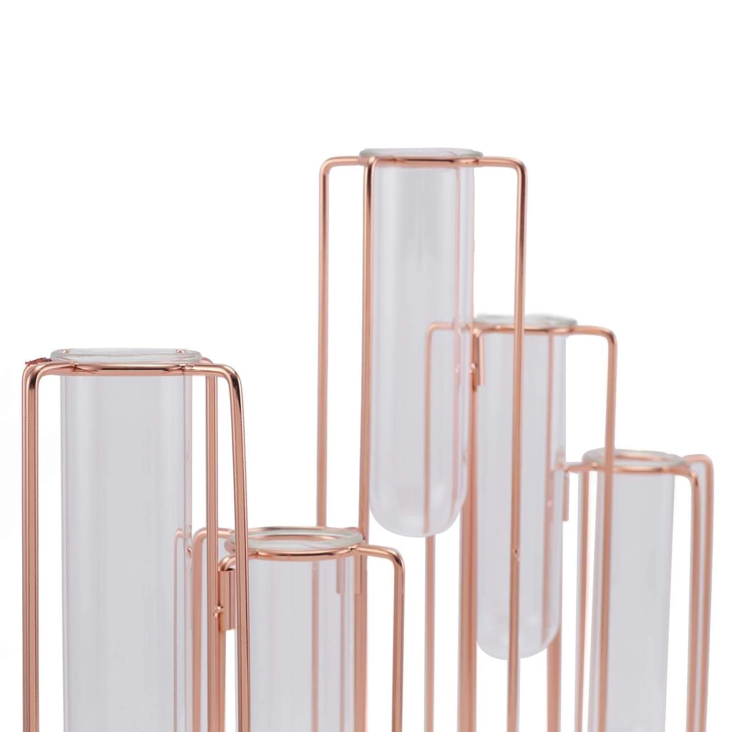 19 In Long 5 Jointed Geometric Flower Vase Holders With Glass Test Tubes - Image 6