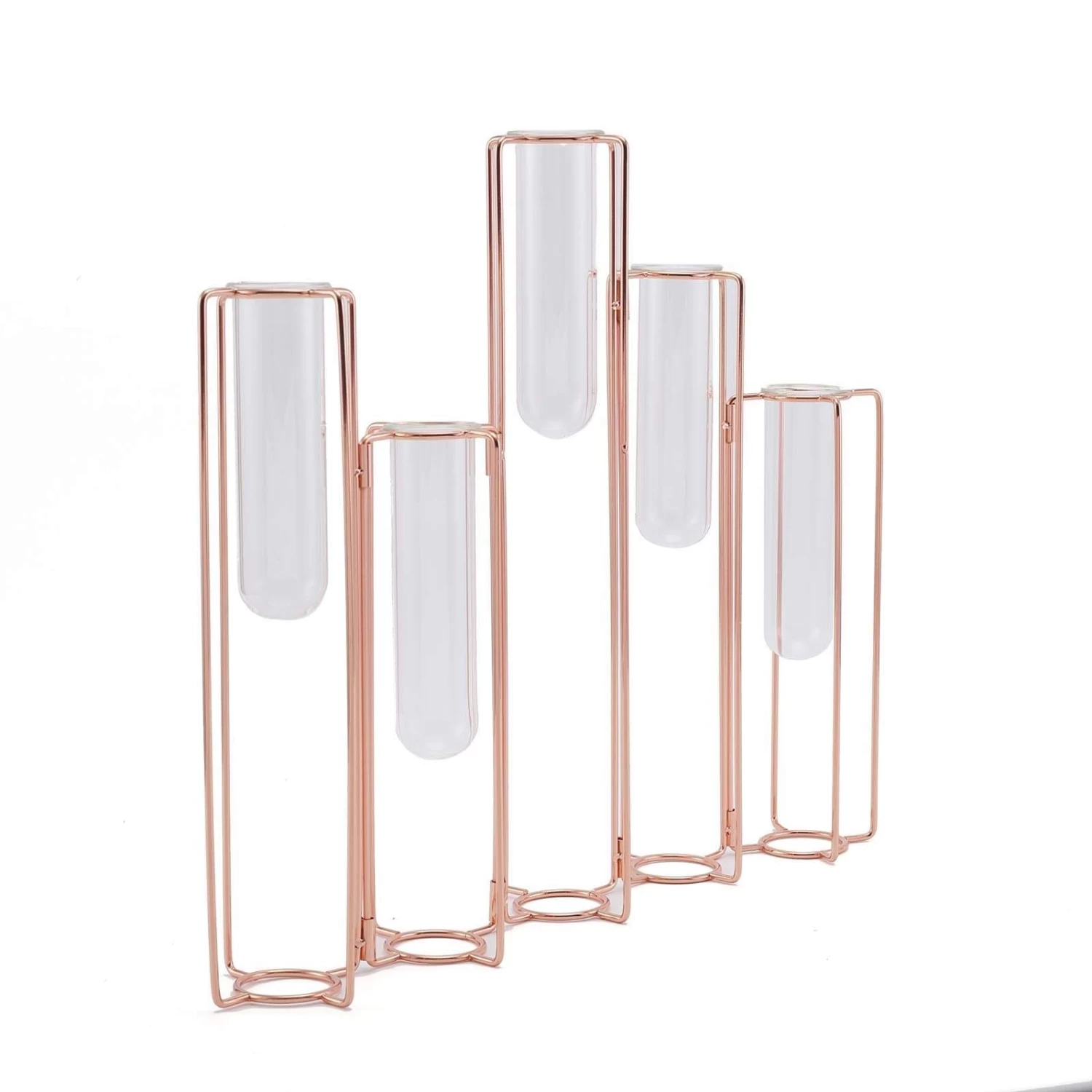 19 In Long 5 Jointed Geometric Flower Vase Holders With Glass Test Tubes - Image 7