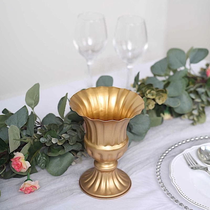 2 Gold 6 In Mini Compote Vases Trumpet Style Flower Pedestals Pots - Image 3
