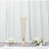 2 Metal 28 In Tall Crystal Beaded Metal Trumpet Vases Centerpieces