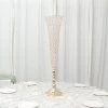 2 Metal 40 In Tall Crystal Beaded Metal Trumpet Vases Centerpieces