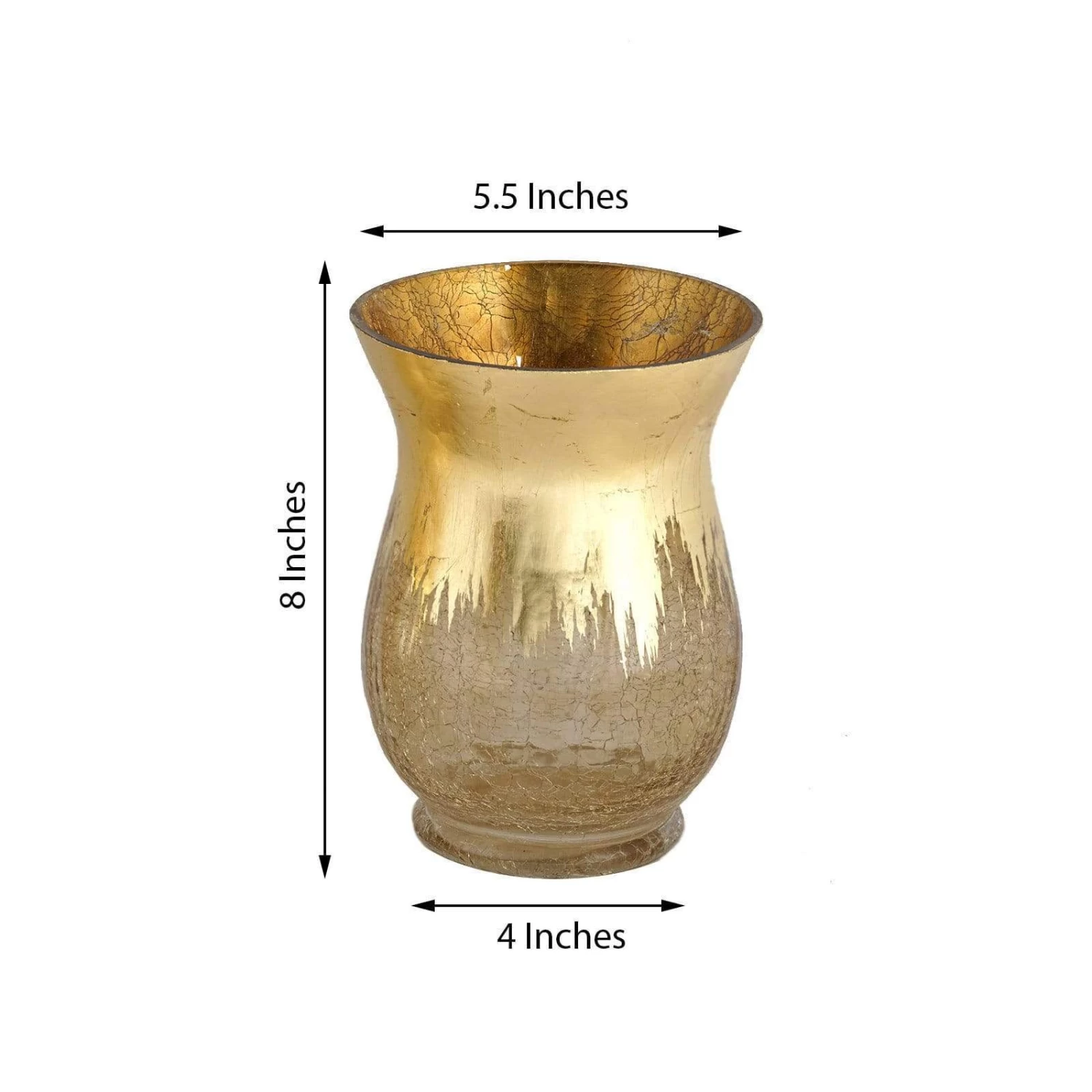2 Pcs 8 In Tall Gold Crackle Glass Candle Holders Vases - Image 7