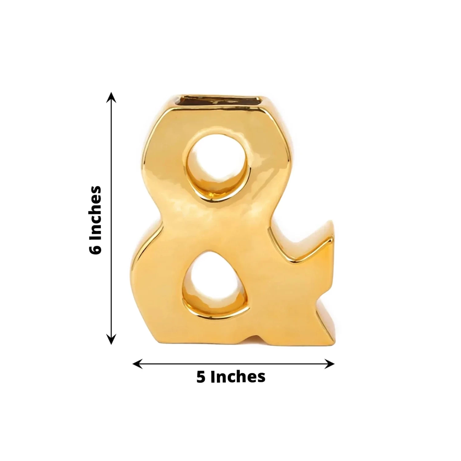 6 In Gold Metallic Letters And Symbols Ceramic Flower Vase Centerpiece - Image 2