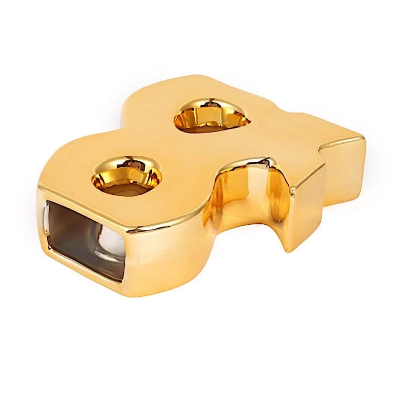 6 In Gold Metallic Letters And Symbols Ceramic Flower Vase Centerpiece - Image 6