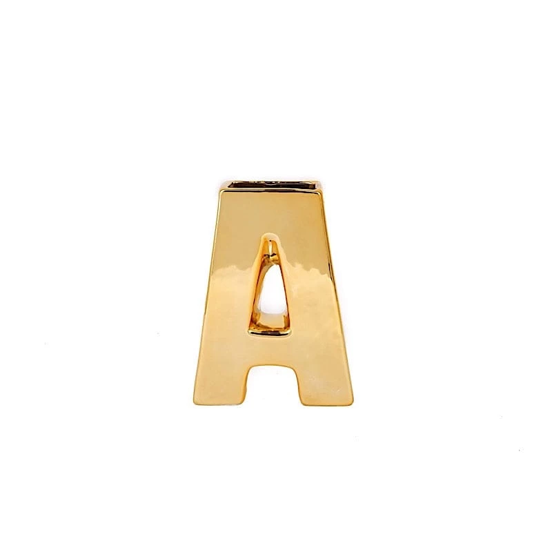 6 In Gold Metallic Letters And Symbols Ceramic Flower Vase Centerpiece - Image 10