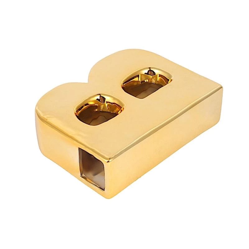 6 In Gold Metallic Letters And Symbols Ceramic Flower Vase Centerpiece - Image 14