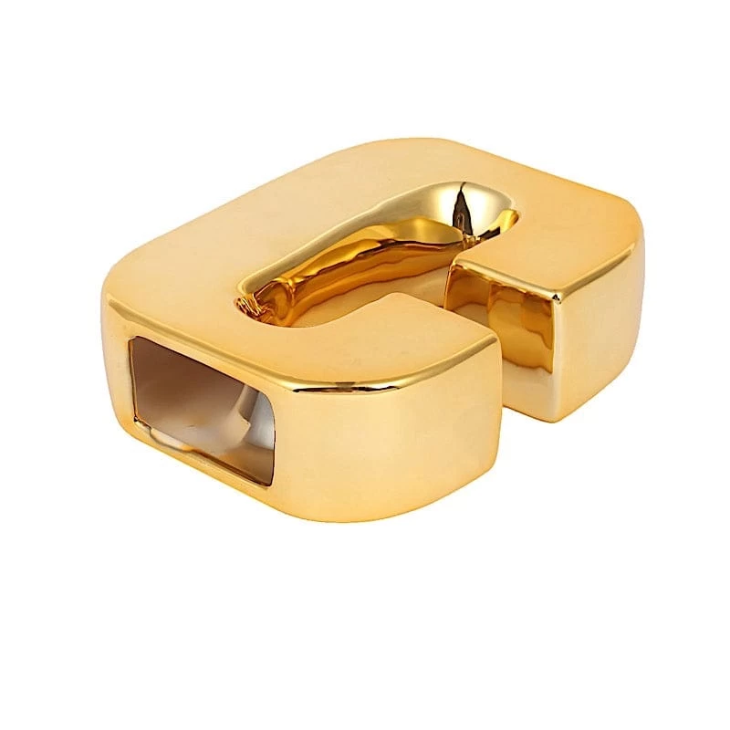 6 In Gold Metallic Letters And Symbols Ceramic Flower Vase Centerpiece - Image 19