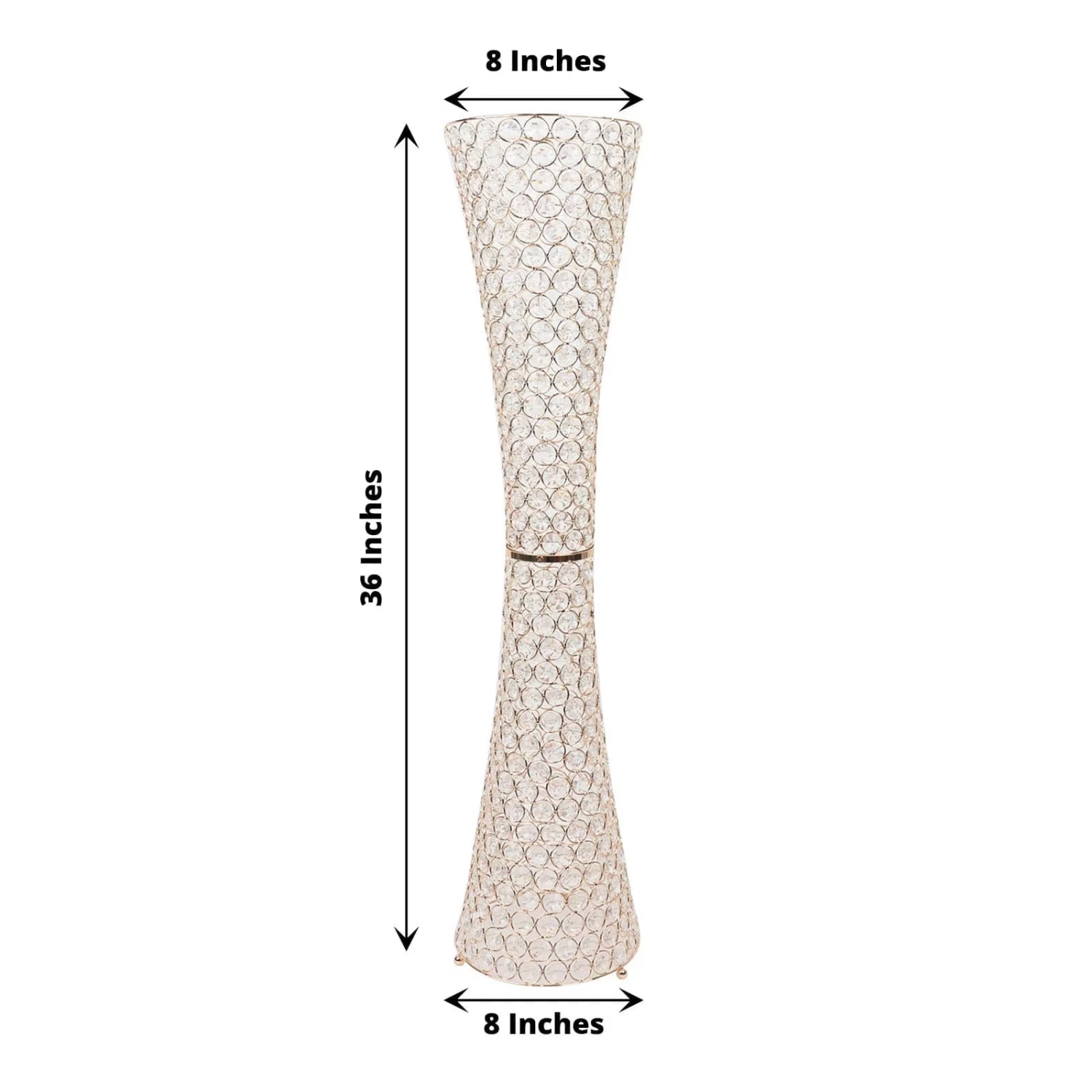 Gold 36 In Crystal Beaded Metal Hurricane Flower Vase Centerpiece - Image 3