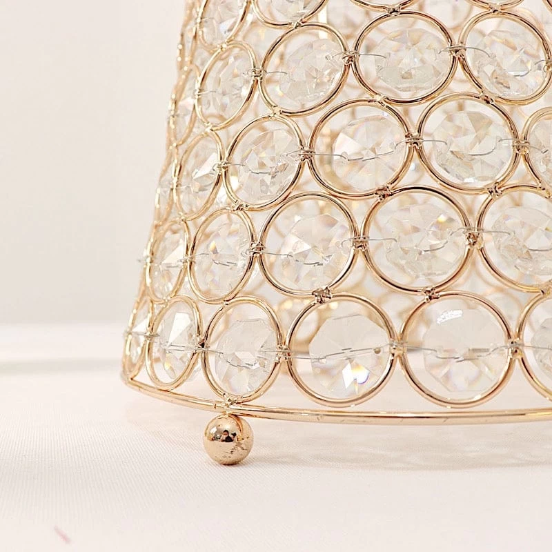 Gold 36 In Crystal Beaded Metal Hurricane Flower Vase Centerpiece - Image 6