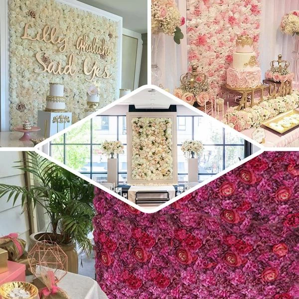 4 Pcs Assorted Silk Flowers Wall Backdrop Panels - Image 16