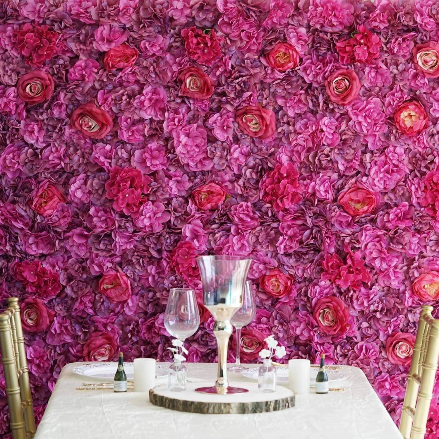 4 Pcs Assorted Silk Flowers Wall Backdrop Panels - Image 10