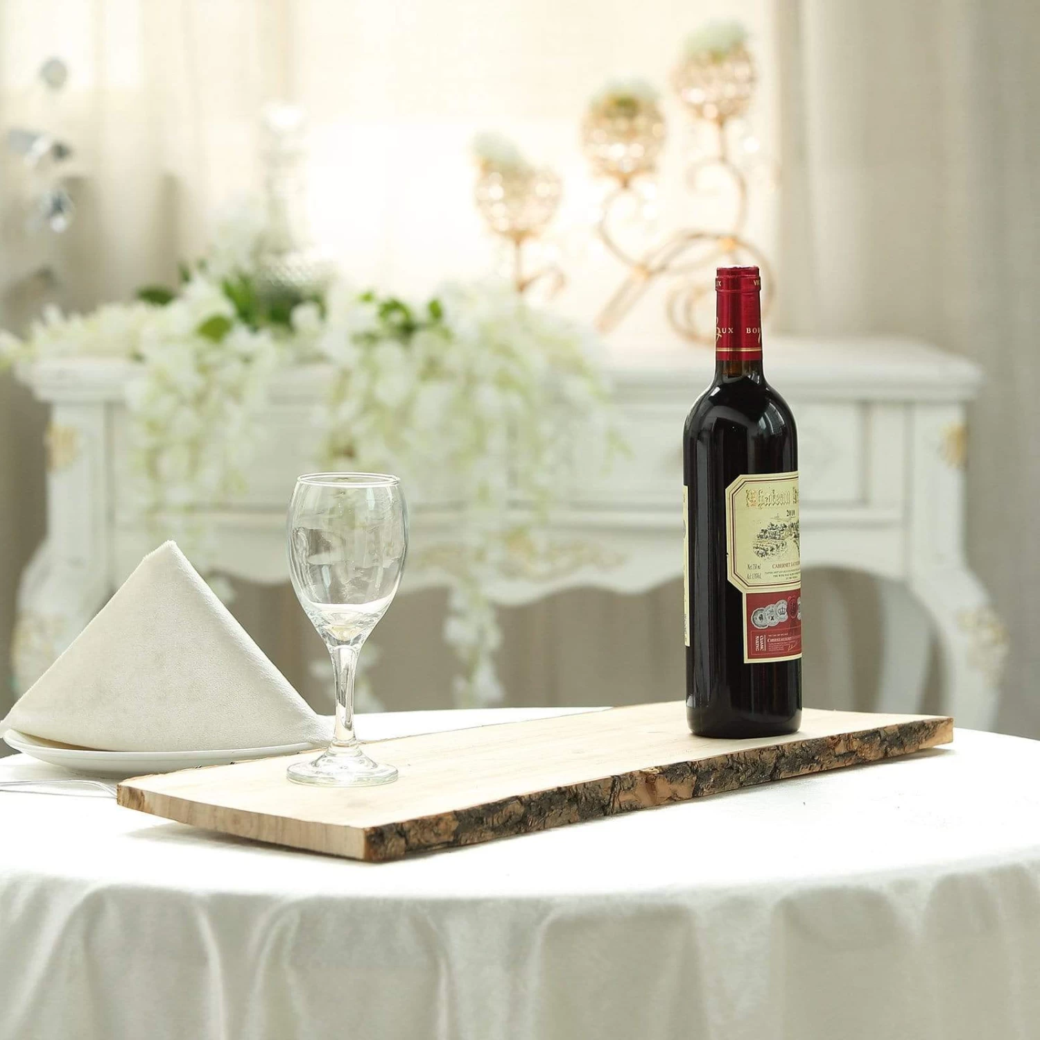 Natural Rectangular Poplar Wooden Slice Party Tabletop - Image 3