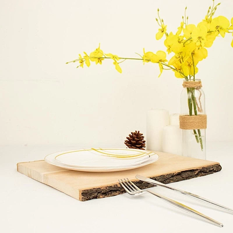Natural Rectangular Poplar Wooden Slice Party Tabletop - Image 9