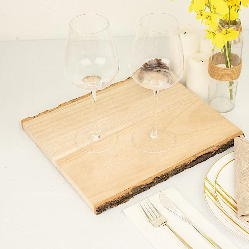 Natural Rectangular Poplar Wooden Slice Party Tabletop - Image 10