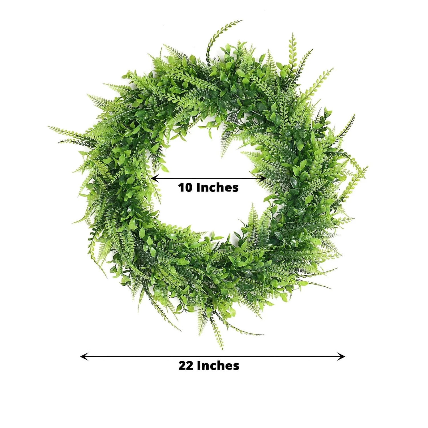 2 Green 22 In Wreaths Artificial Boxwood And Faux Fern Leaves Candle Rings - Image 3